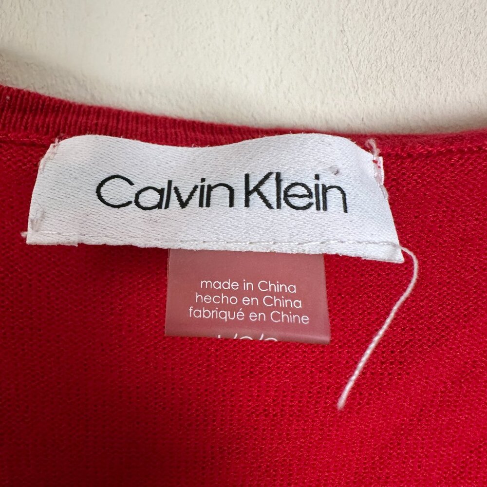 Calvin Klein Sweater Dress Stretchy Knit‎ Fabric Embellished Studded Red W US L - Picture 8 of 12